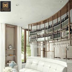Storage Cabinets Hanging Wine Rack for Home Wine Racks with Mica Stone Shelves Metal Frame for Living Room - Image 4