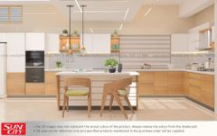HDHMR Contemporary Modular Kitchen Material HDHMR Finish type Veneer Colour White, Brown Kitchen Design Island Assembly Method - Image 2
