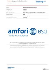 BSCI Certification certificate from Dongguan Kangbao Garment Co., Ltd.