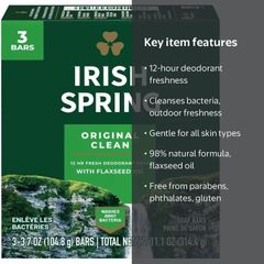Wholesale Irish Spring Original Clean Deodorant Bar Soap 3.7 oz – 3 Pack Supply - Image 2