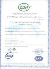 ISO9001 certificate from TCCOOL Refrigeration Co., Limited