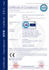 Diaphragm compressor CE certificate certificate of Xuzhou Huayan Gas Equipment Co., Ltd. – certificate photo, supplier certificates section