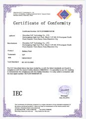 IEC of battery certificate of Shenzhen SJF Technology Co., Ltd. – certificate photo, supplier certificates section