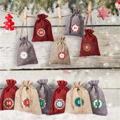 Advent Calendar Linen Fabric Bag Multicolour Kids Party Favor 10*15cm MOQ100 15D - Yiwu Youjing Import and Export Co., Ltd
