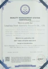 Our certificates certificate from Langfang Sandi Electric Tricycle Co., Ltd.
