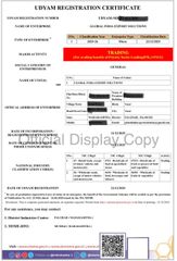 MSME REGISTRATION (UDYAM) certificate from GLOBAL INDIA EXPORT SOLUTIONS