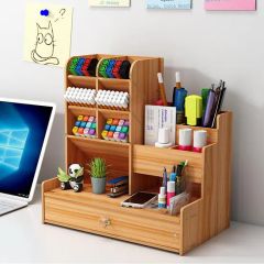 AI-MICH Wooden Pen Storage Rack Drawer Multi-Functional DIY Desktop Organization - Image 3