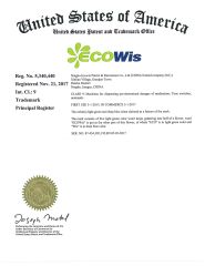 USA BRAND REGISTRATED certificate from Ningbo Ecowis Plastic & Electric Co., Ltd.
