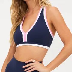 Yoga Sports Bra with Removeable Cup Contrast Binding Racerback - Image 4