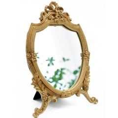 Antique Gold Resin Frame Decorative Wall Makeup Tabletop Mirrors - Image 1