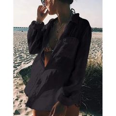 Womens Linen Button Down Shirts Short Sleeve MOQ 200PCS Origin Yiwu Package OPP Model Loose Factory OEM Type Leisure Fabric Linen - Image 3