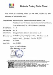 Children's suit set certificate from Shanghai Haobin Stationery & Art Material Co., Ltd.
