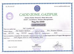 MD LEYAKOT ALI certificate from BMTBD