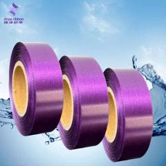 Factory Stocked Polyester Single/Double Faced Smooth Violet Purple Satin Ribbon - Image 1