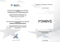 YONGYE certificate from NINGBO YONGYE ZIHANTECHNOLOGY CO., LTD.