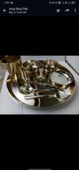 Brass Pooja Thali, For Home Design Round Kashi 1.600kg Weight 1.600kg Detailing Fine Usage/Application Home Finish Polish, - Image 2