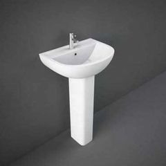 White Ceramic Bathroom Wash Basin With Pedestal Color White Pattern Plain Material Ceramic Basin Shape Oval Faucet Mount Single - Image 1
