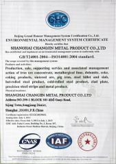 Certificate certificate from Shanghai Changjin Metal Product Co., Ltd.