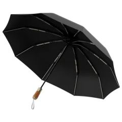 Wooden Handle Folding Umbrella Fiberglass Frame Windproof Waterproof UV Cut Upf50 - Nanjing Zhengyu Rainproof Products Co., Ltd.
