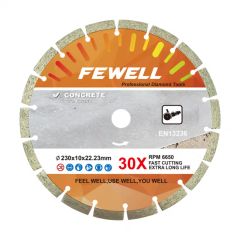 Cold Press 9inch 230 10 22 23mm Segmented Diamond Saw Blades Cutting Disc for Concrete Stone Brick - Zhenjiang Fewell Tools Co., Ltd.