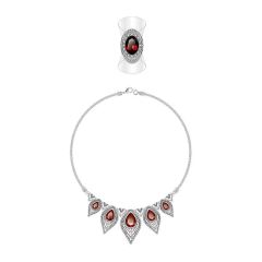 Mysterious Feather Silver Jewelry Set with Ruby Color Silver Shape Animals Style Fashion HS Code 71171900 Trademark - Image 3