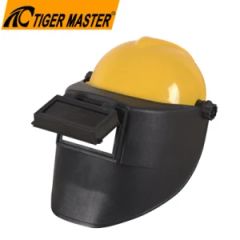 Black PP Shell PVC Lens Ratchet Adjustable Cheap Welding Helmet Attached with Safety Helmet - Heilongjiang Safer Co., Ltd.