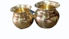 Brass Chombu No. of Piece 8 Material Brass Shape Conical, Round Color Warm Golden Hue Finish Intricate Engravings Application Context Hindu - Image 1