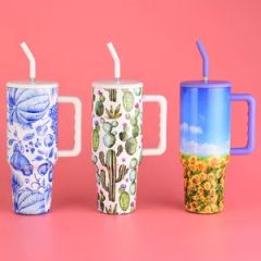 Outdoor Camping Cup 40 Oz Beer Tumbler Flower 40oz Travel Coffee Tumbler Wine Cup with Lid and Straw - Shanghai Karry Industrial Co., Ltd.