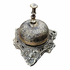 Unique Vintage Brass Table Call Bell Engraved Design, For Worship - Image 1