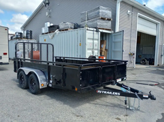 2024 PJ Trailers 7×14 7K Powder Coated Open Utility w/Rear Ramp Gate, Solid Metal Side Walls - Image 1