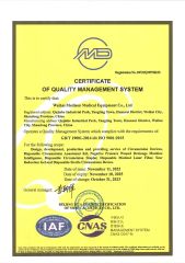 ISO9001 certificate from Weihai Medison Medical Equipment Co., Ltd,