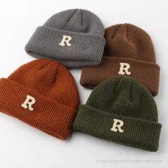 Custom Rib Cuff Cold Winter Leather Beanie Unisex 100% Acrylic Striped Embroidered 56-60cm 57*45*40cm MOQ100 1Y - Image 3