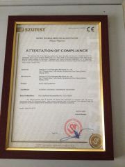 Attestation of compliance certificate from Beijing Y.C.T.D. Packaging Machinery Co., Ltd.