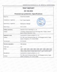 UV400 certificate from Guangzhou USOM Glasses Co., Ltd.