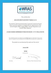WRAS certificate from Jinan Apex Import and Export Trading Co., Ltd
