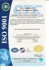 Sales of decorative materials(ceiling,wall panel) certificate from Guangzhou Season Decoration Materials Co., Ltd.