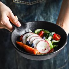 Kitchen Bakeware Breakfast Plate Ceramic Baking Round Tray with Handles - Image 1