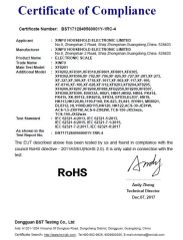 ROHS certificate from Zhongshan Xinfu Household Electronic Co., Ltd.
