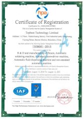 ISO9001:2015 certificate from Topbest Technology Limited