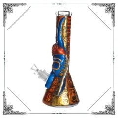 Phoenix Star New Egyptian Style 3D Hand Painting DAB Glow Hookah Shisha Glass Smoking Water Pipes Recycler Oil Rig - HF GLASS PRODUCTS CO., LIMITED