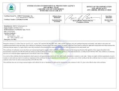 EPA nissan K25 certificate for gasoline/LPG forklift truck certificate of Hangzhou Noelift Equipment Co., Ltd. – certificate photo, supplier certificates section