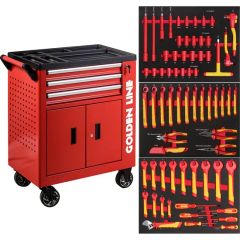 68 PCS Insulated Hand Tools Set3-Draw Tool Cabinets Factory Wheeled Yes Origin China Material Iron Feature Durable Warranty 3 - Image 1