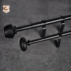 Manufacture Home Decorative 28mm Extendable Curtain Rods Set Color Black Origin China Trademark R&C Material Metal Type Curtain - Image 1