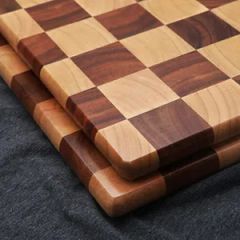 Acacia Wood Chess Pattern Cutting Board with Feet Size Medium Model NO. 4 Brand Goude Shape Irregular Trademark Goude HS Code 4420909090 - Image 4