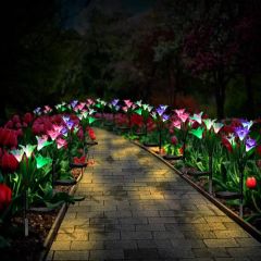 Solar Garden Stake Flower Lamp Outdoor Multi Color Changing LED Lily Powered Lawn Landscape Light - Image 5