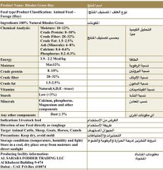 Product label certificate from Al Sahara Fodder Trading LLC