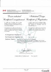Canadian patent certificate from Jiaxing Nordkang Smart Home Co., Ltd