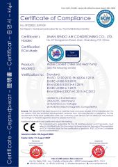 CE for Water Coolead Chiller/Heat Pump certificate of Jinan Sendo Air Conditioning Co., Ltd. – certificate photo, supplier certificates section