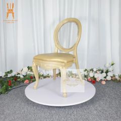 Gold PP Frame Clear Back Resin Rental Hotel Wedding Stackable Party Chair - Image 3