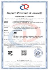 FC certificate certificate from Sichuan Junyi Industrial Equipment Co.,Ltd